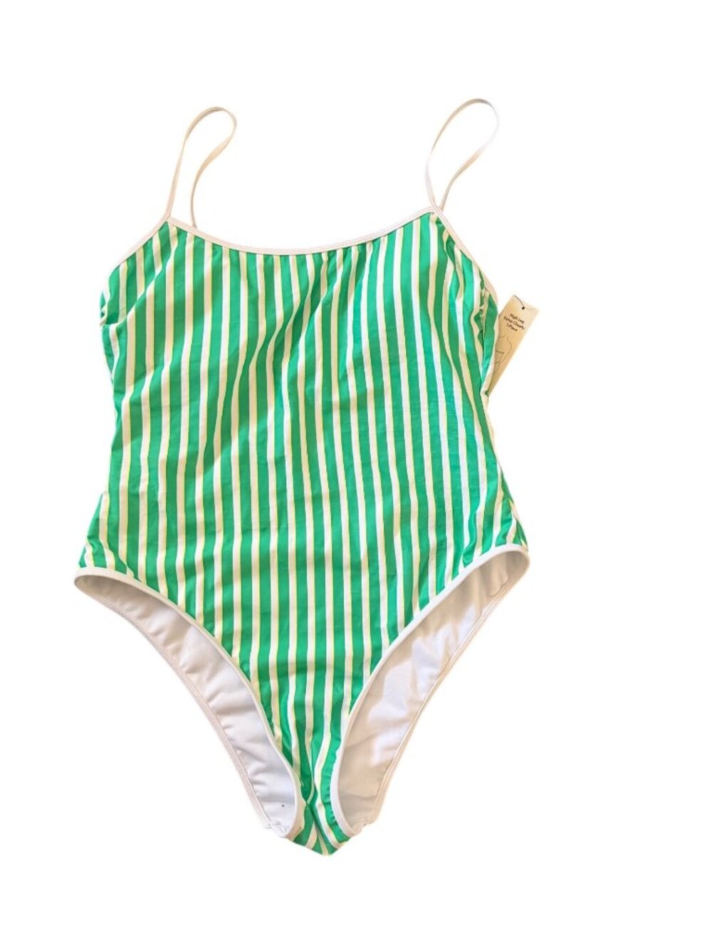 Green & White Striped One-Piece Swimsuit With Adjustable Straps - No Boundaries